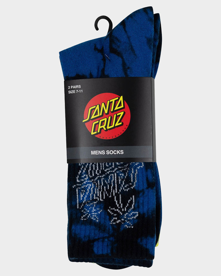 Santa Cruz Palm Stack Crew Sock - Cobalt Tie Dye / Lime Tie Dye - 7/11 (view 2)