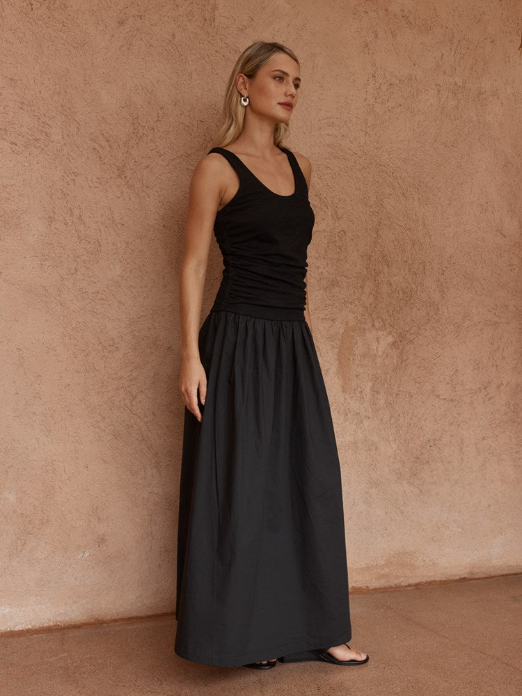 Sass Harris Ruched Dress in Black - detail