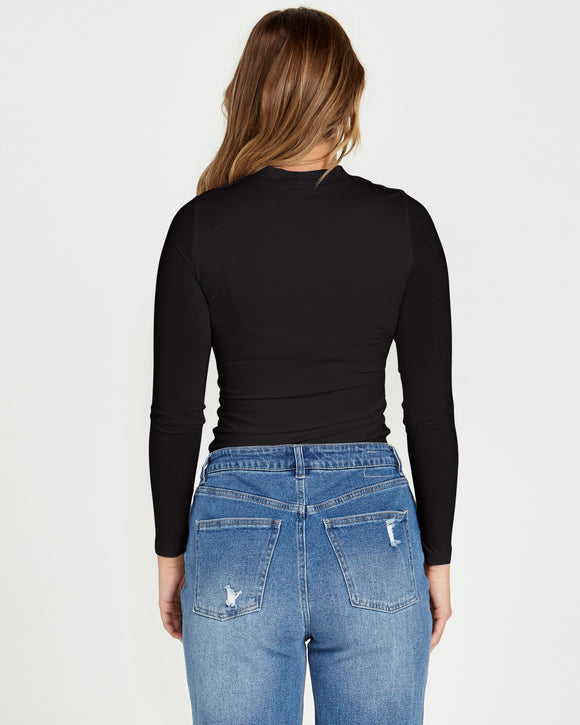 Sass Nisha Mock Neck Top - Black (view 2)