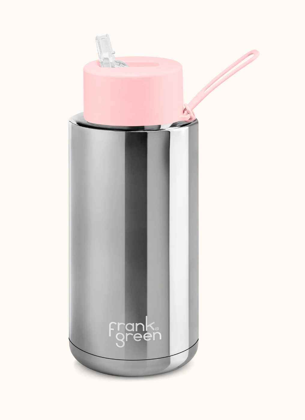 1L / 34oz - Chrome Reusable Bottle with Straw Lid