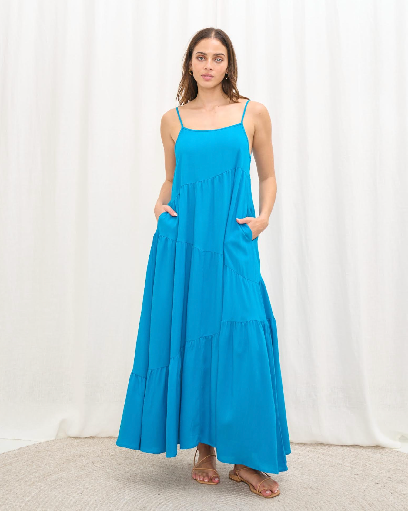 Ava Asymmetric Hem Maxi - Electric Blue