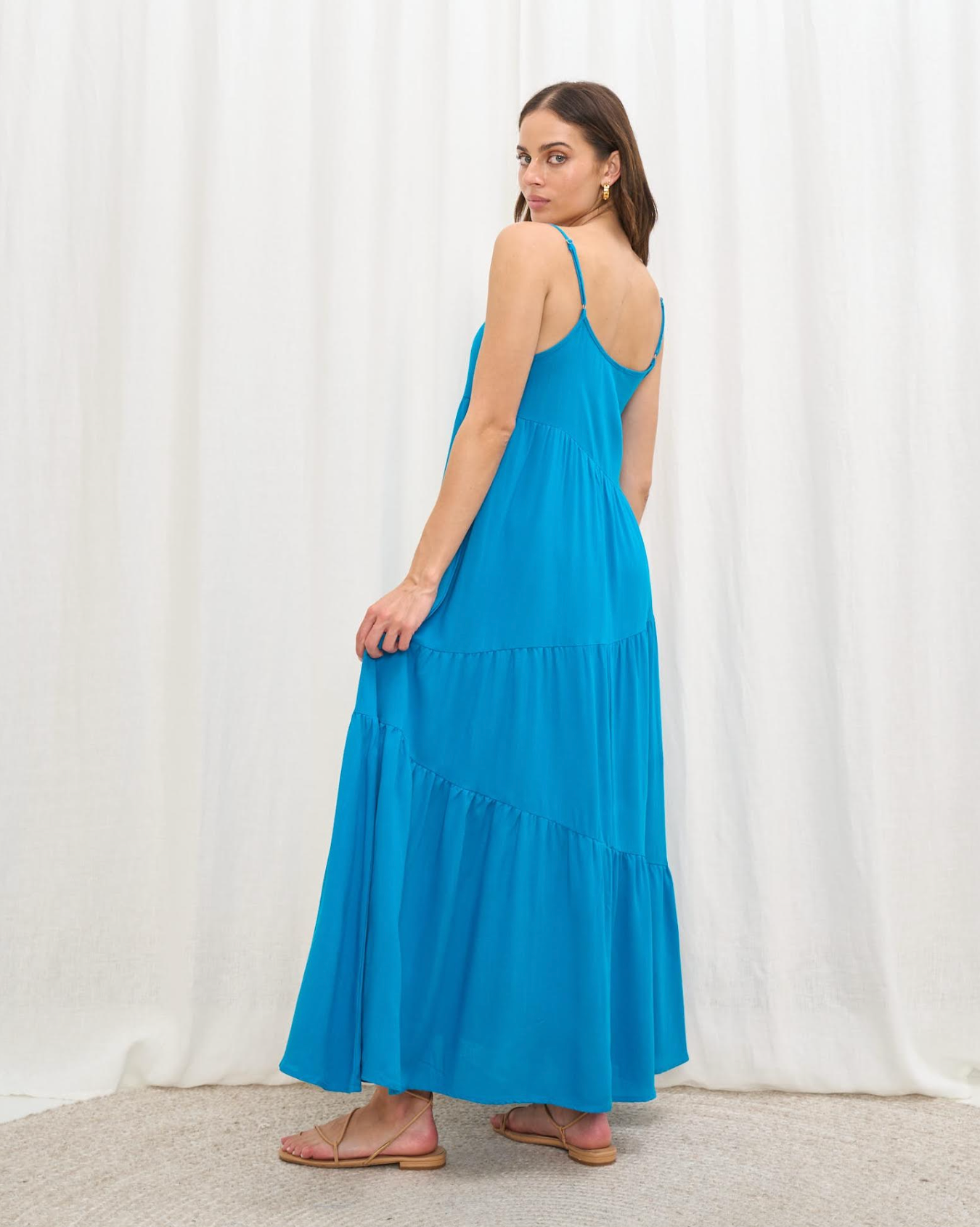 Ava Asymmetric Hem Maxi - Electric Blue