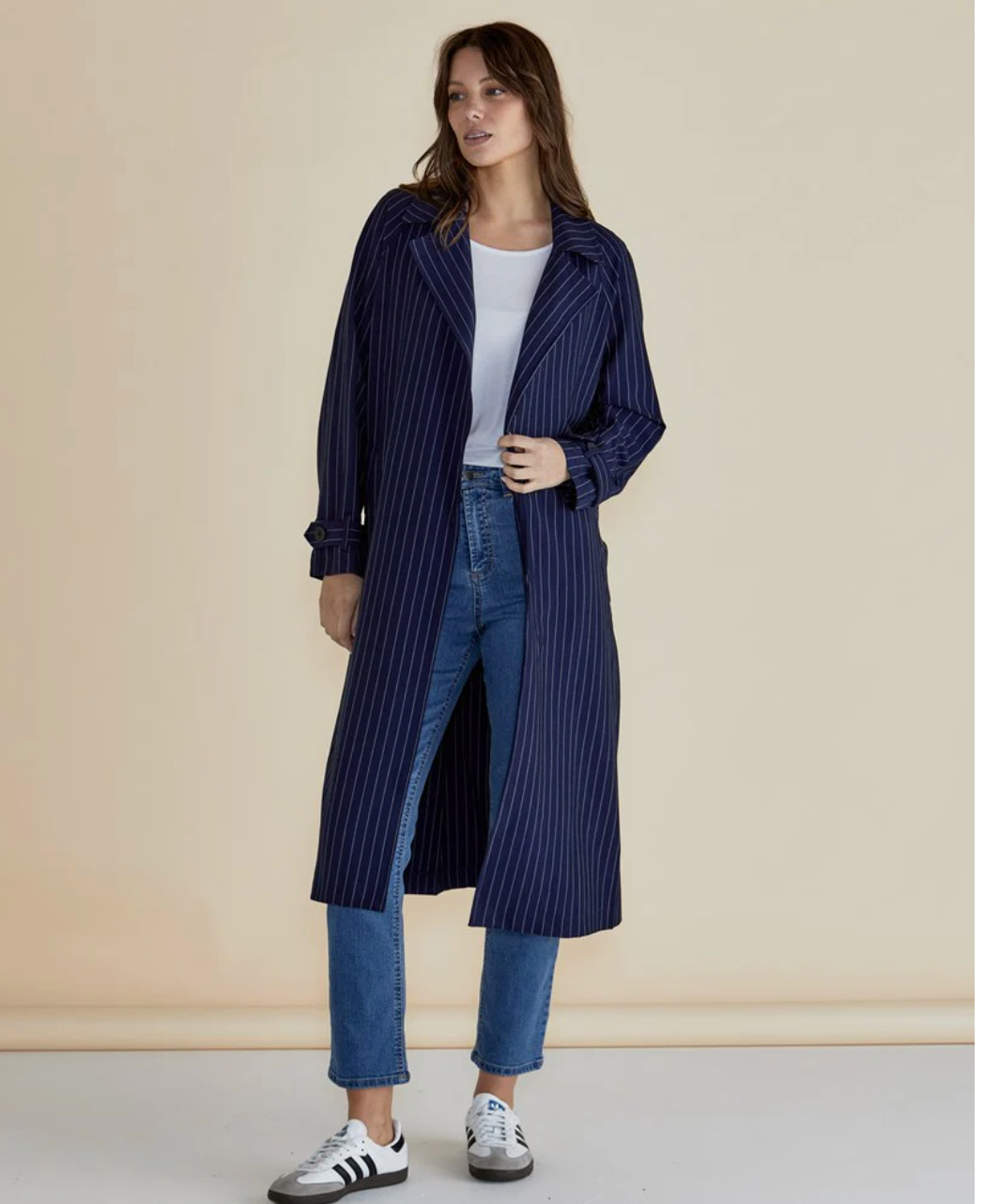 Mayla Duster - Blue Pinstripe
