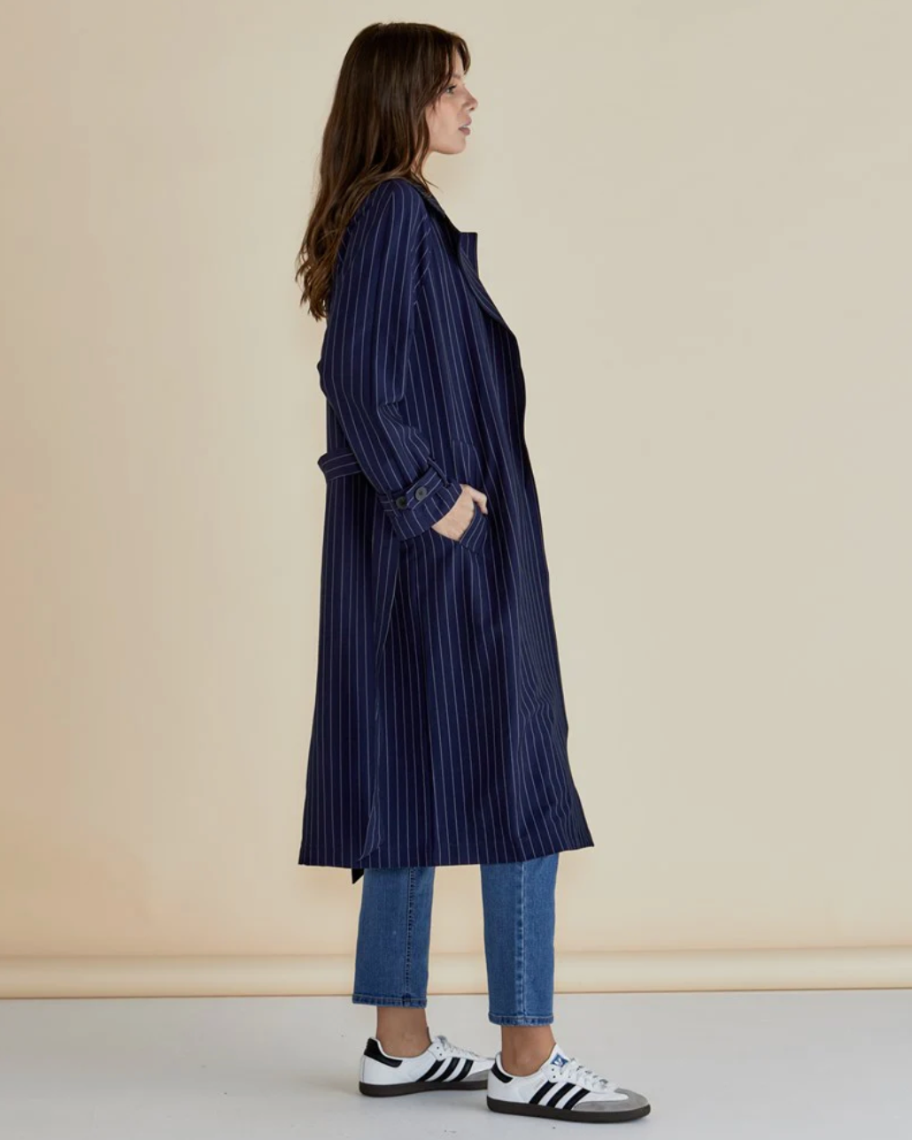 Mayla Duster - Blue Pinstripe