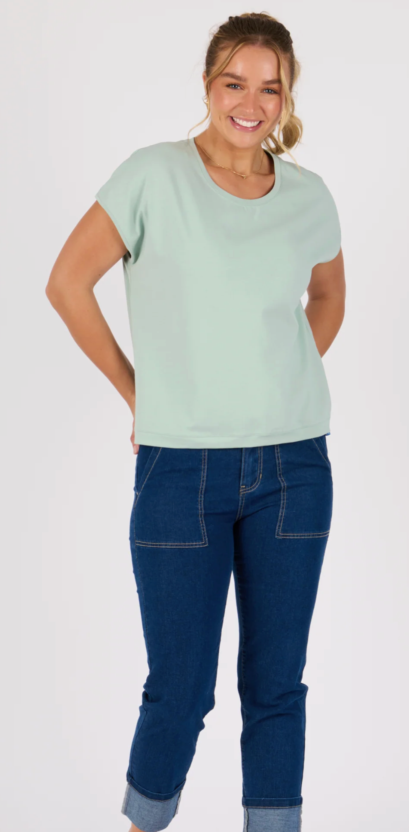 One Ten Willow Shell Tee Round Neck - Sea Green
