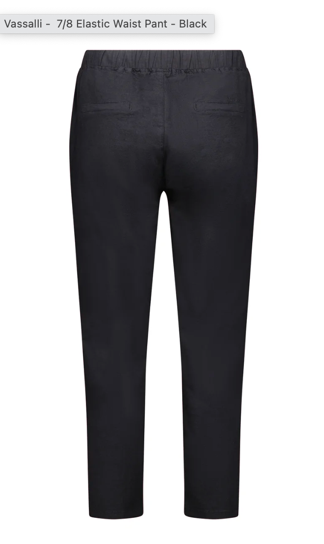 7/8 Length Skinny Leg Elastic Waist Pant - Black