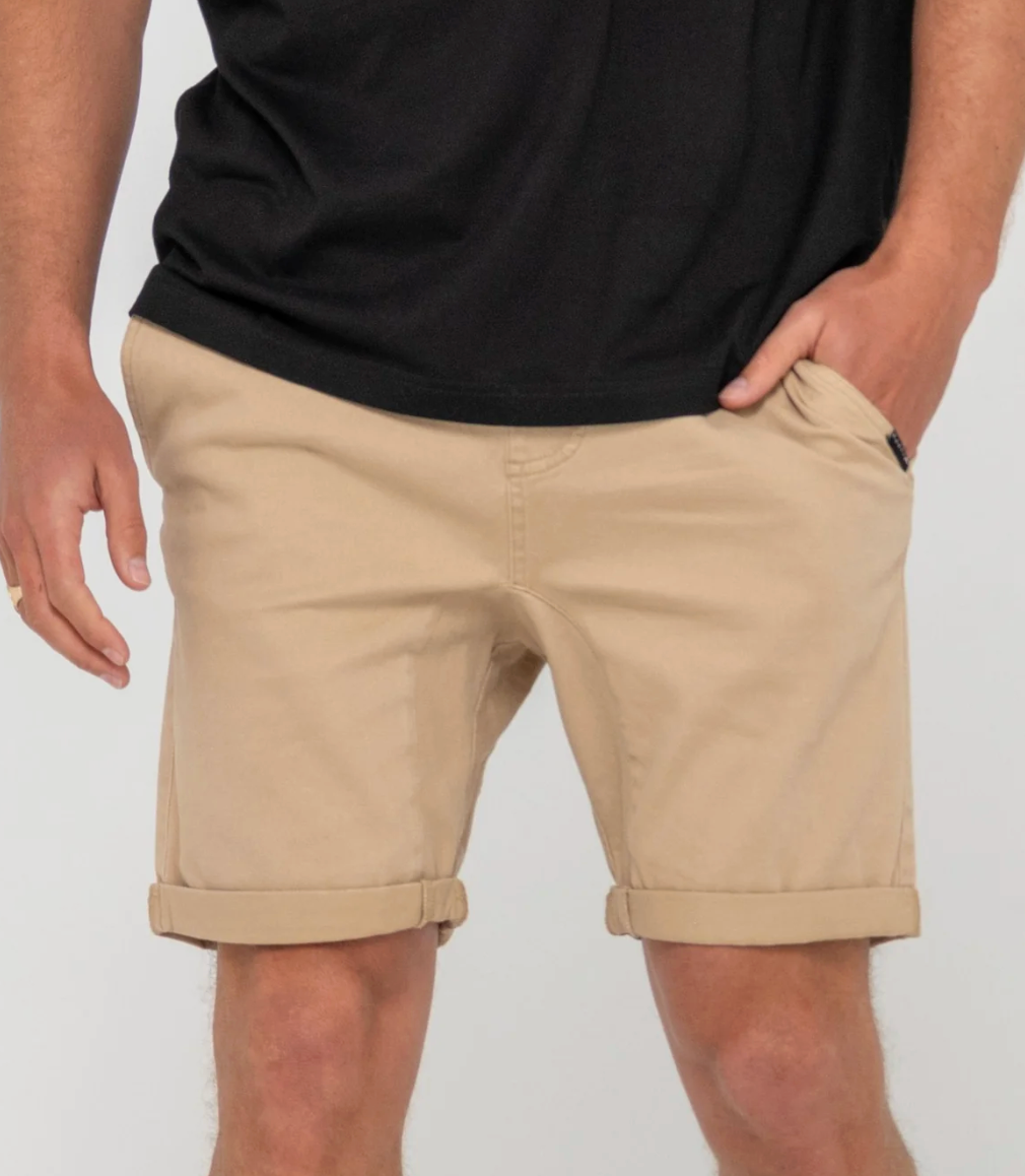 Rusty Hooked On 18 Elastic Short - Khaki (view 5)