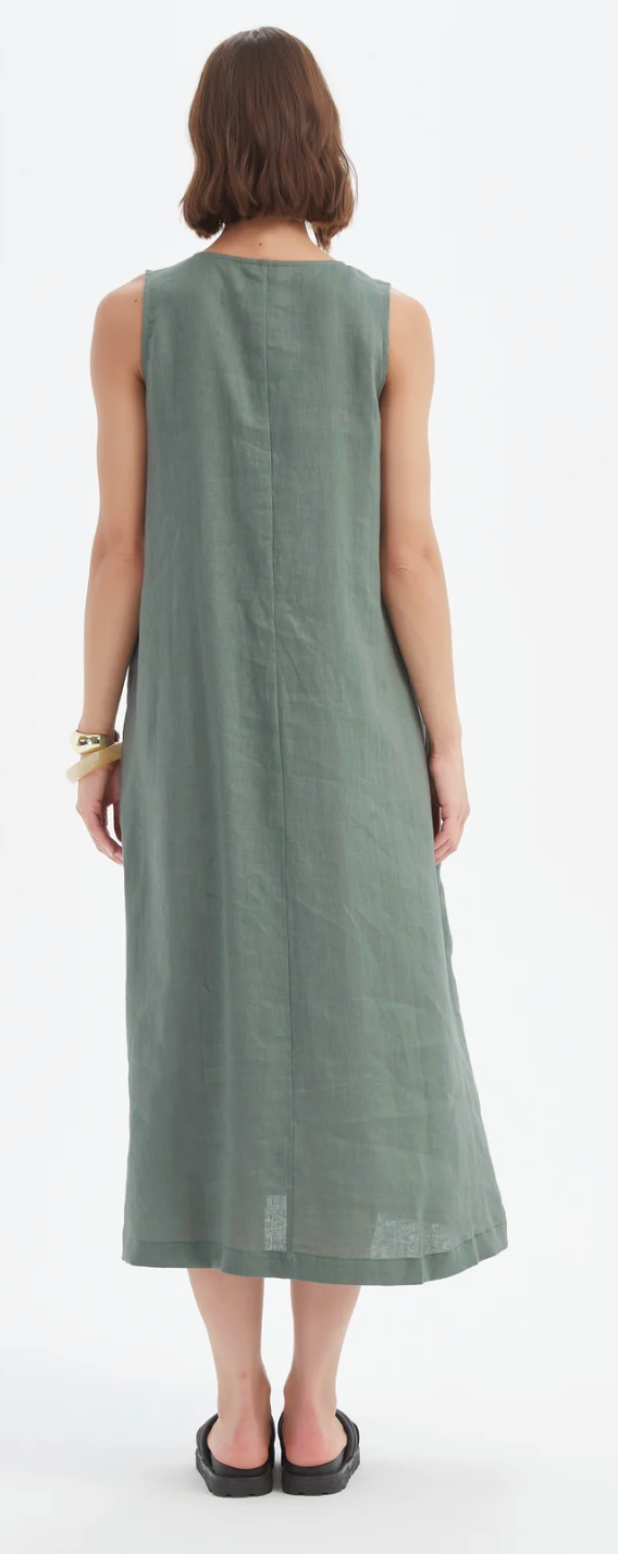 Inverted Pleat Dress - Petrol
