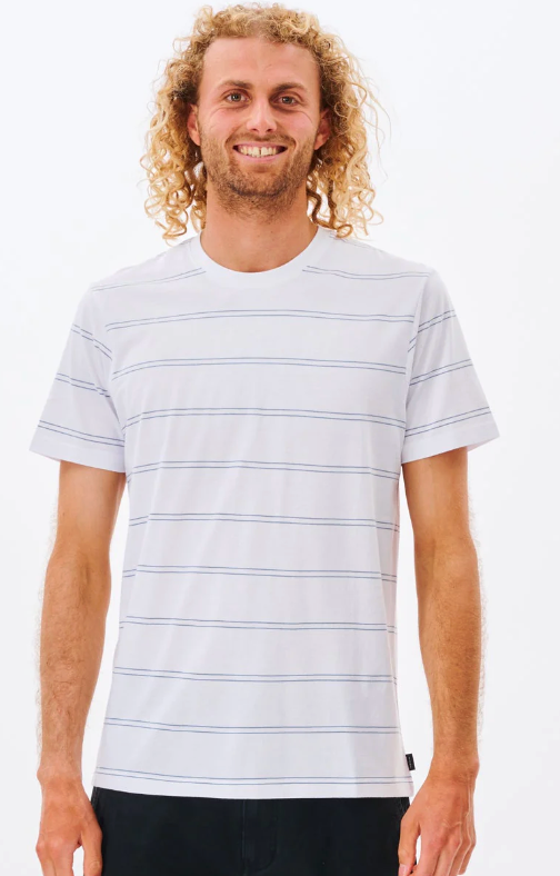 Rip Curl Plain Stripe Tee - White / Blue