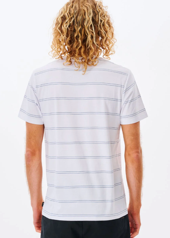 Rip Curl Plain Stripe Tee - White / Blue (view 3)