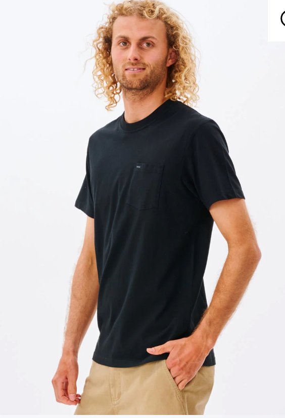 Rip Curl Plain Pocket Tee - Black (view 2)