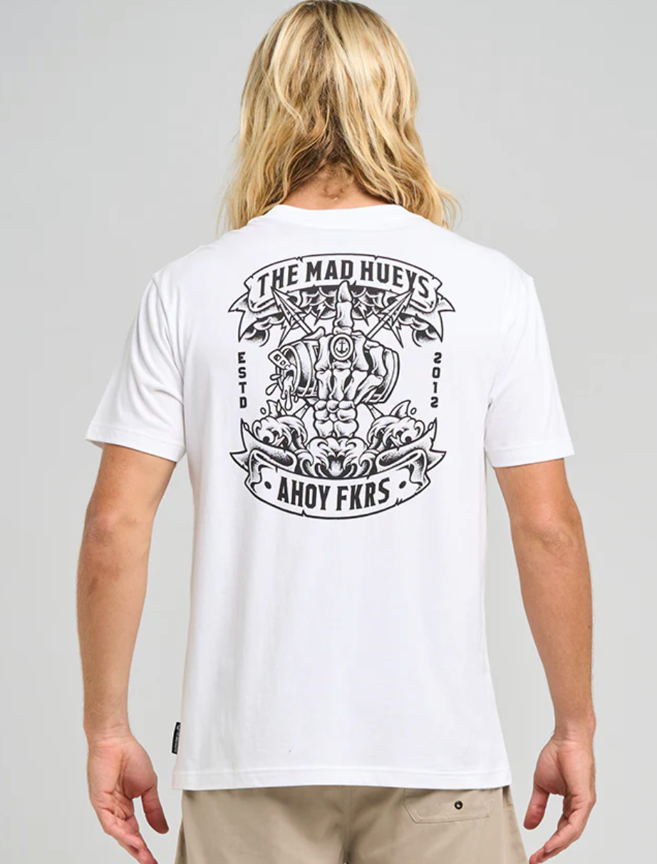 The Mad Hueys Ahoy Fkrs Storm SS Tee - White