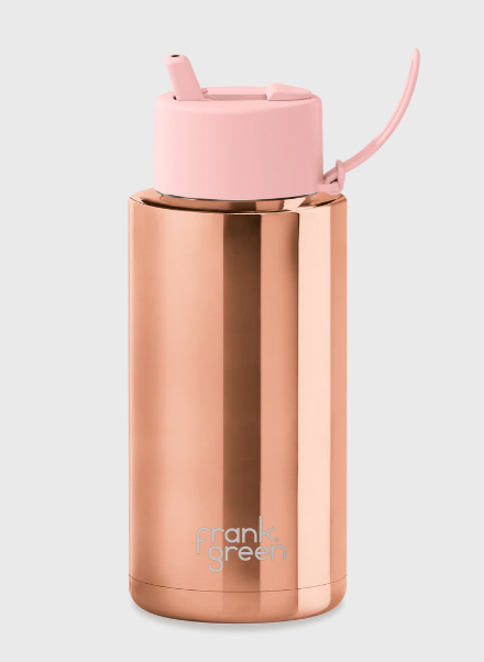 Frank Green 34oz Stainless Steel Ceramic Reusable Bottle Flip Straw Lid - Rose Gold