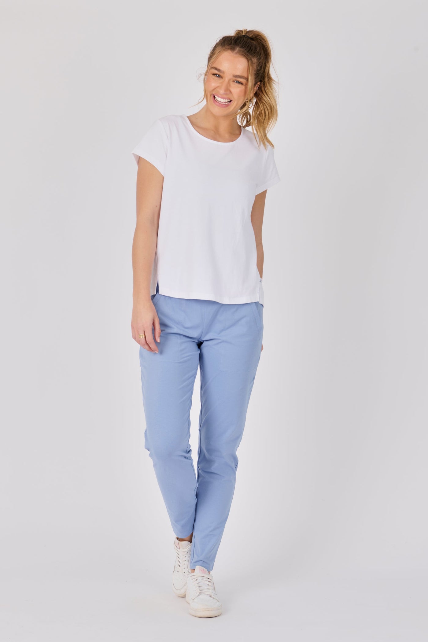 Side Split Tee - White