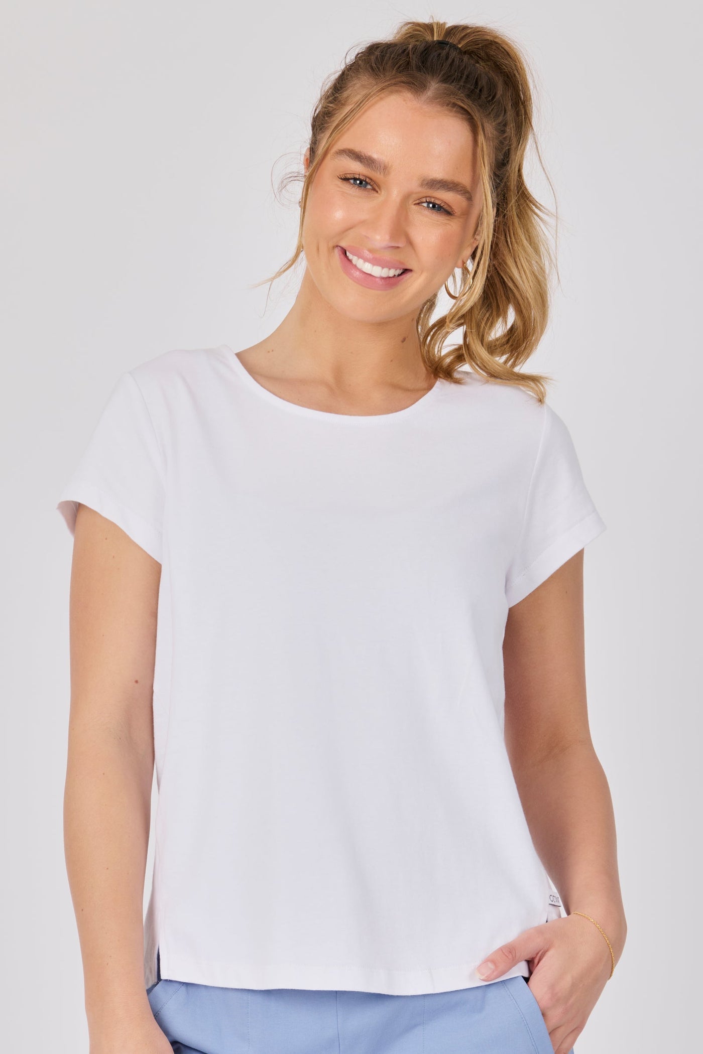 Side Split Tee - White