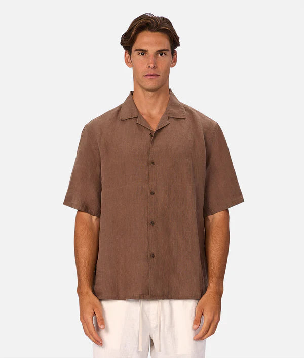 Industrie The St Martins Short Sleeve Linen Shirt - Macchiato