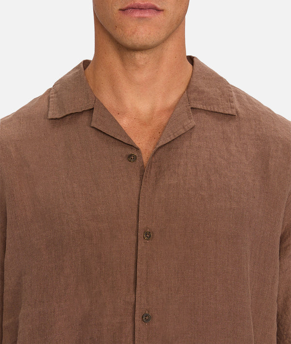 Industrie The St Martins Short Sleeve Linen Shirt - Macchiato (view 3)