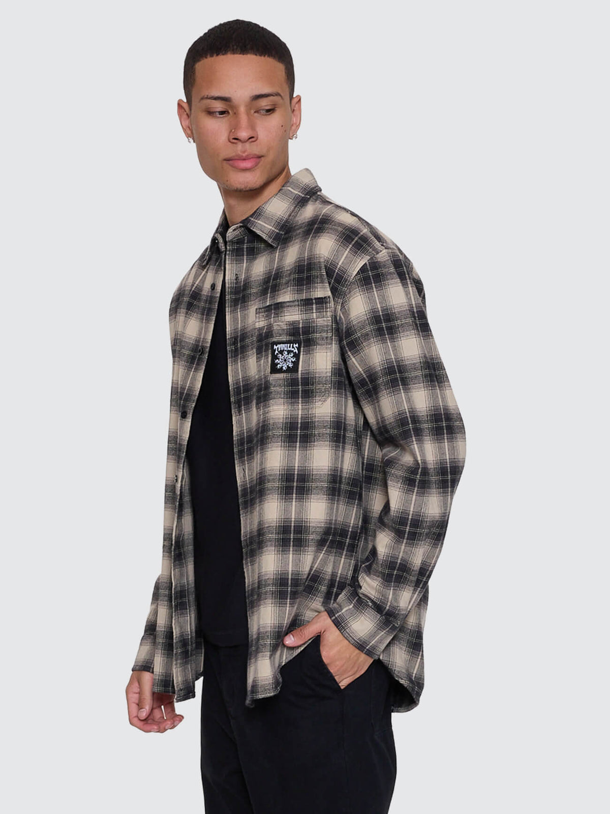 Thrills Stagger Barrio Long Sleeve Flannel Shirt - Black (view 2)