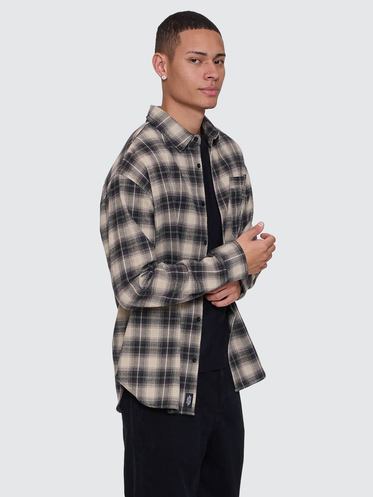 Thrills Stagger Barrio Long Sleeve Flannel Shirt - Black (view 4)