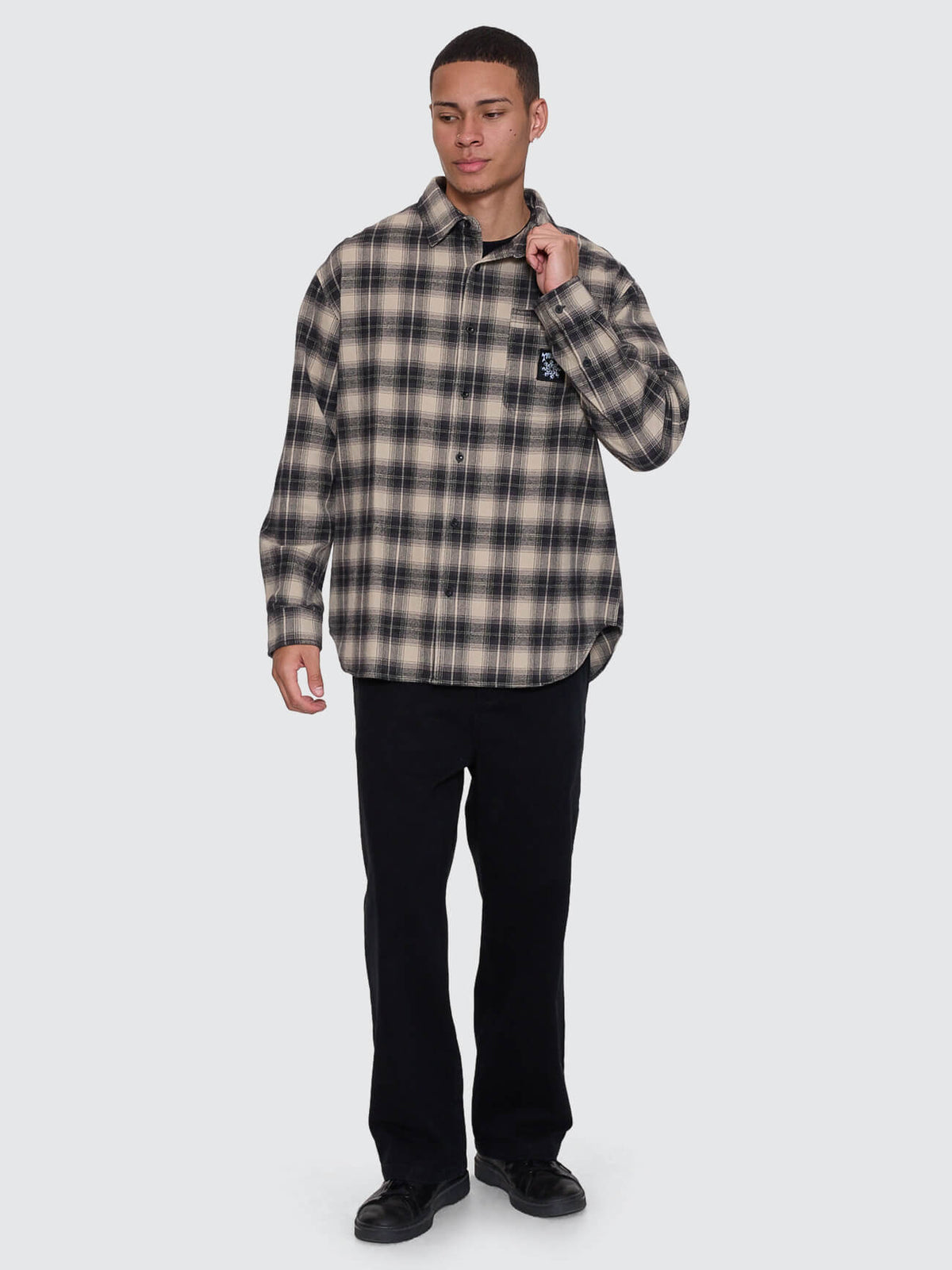 Thrills Stagger Barrio Long Sleeve Flannel Shirt - Black (view 5)