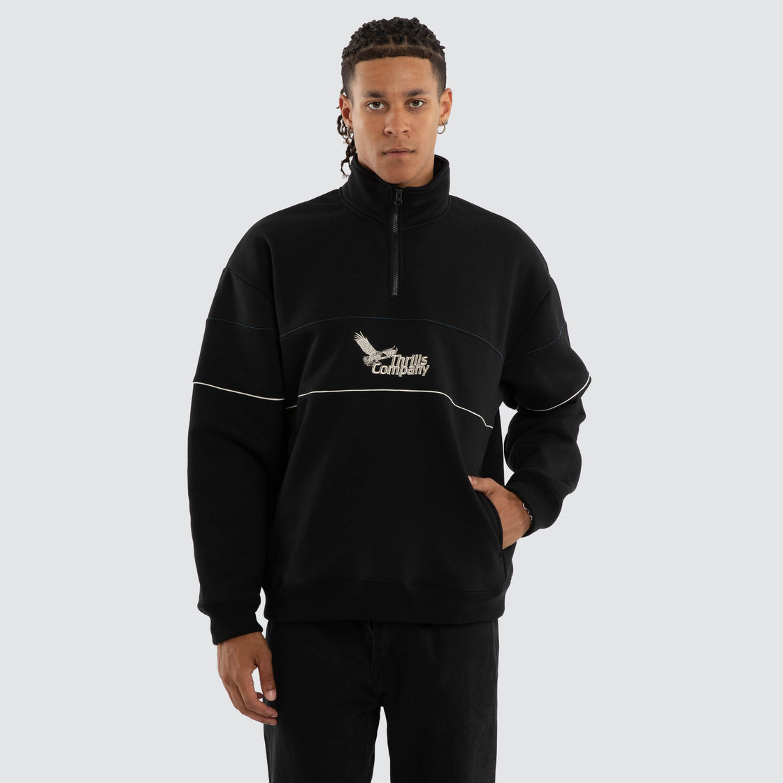 Thrills Between Chaos & Calm Quarter Zip Fleece - Black