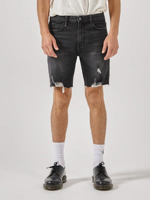 Thrills Bones Denim Short - Smoke Black