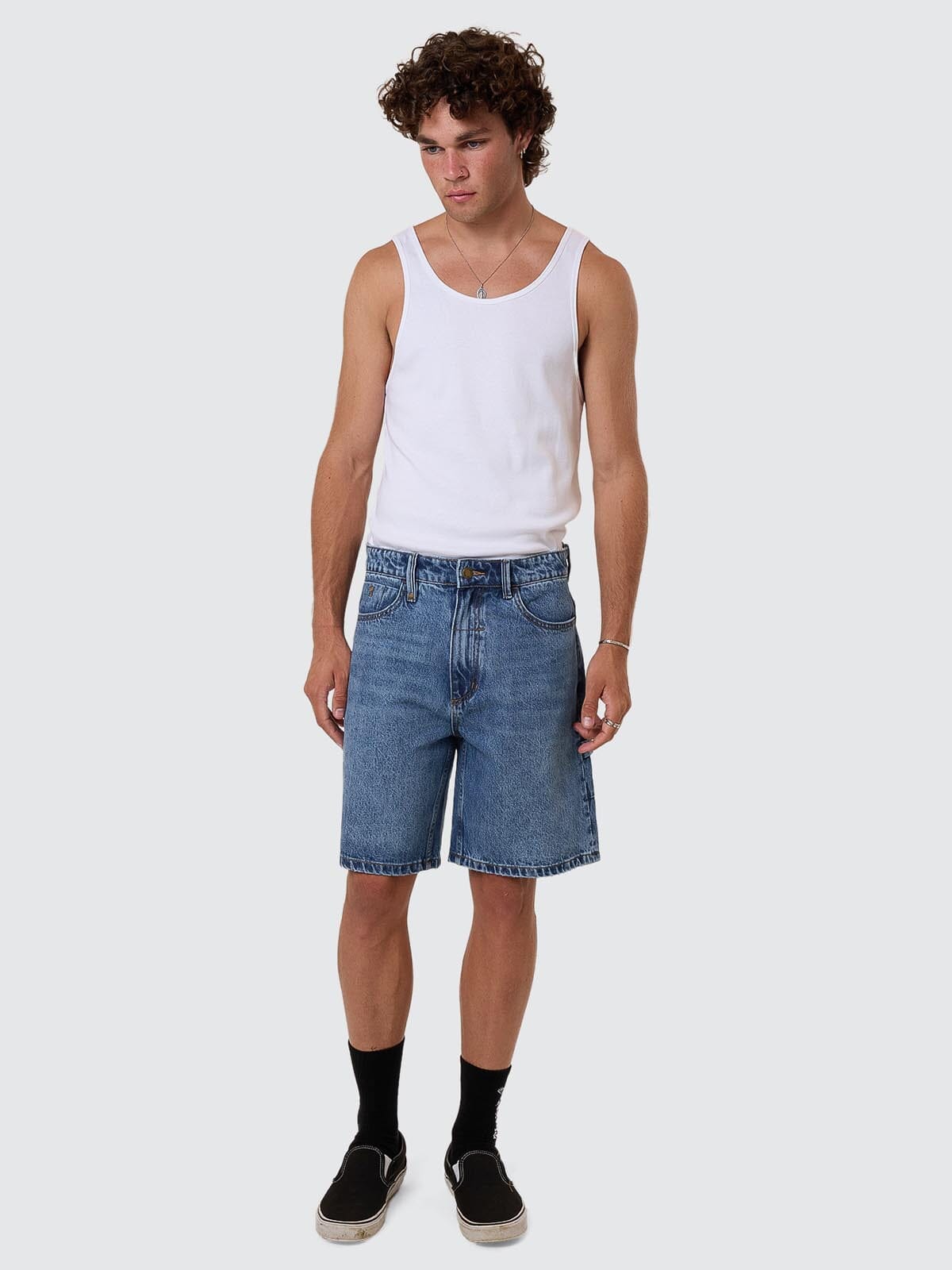 Thrills Slacker Denim Short - Stoned Blues (view 2)