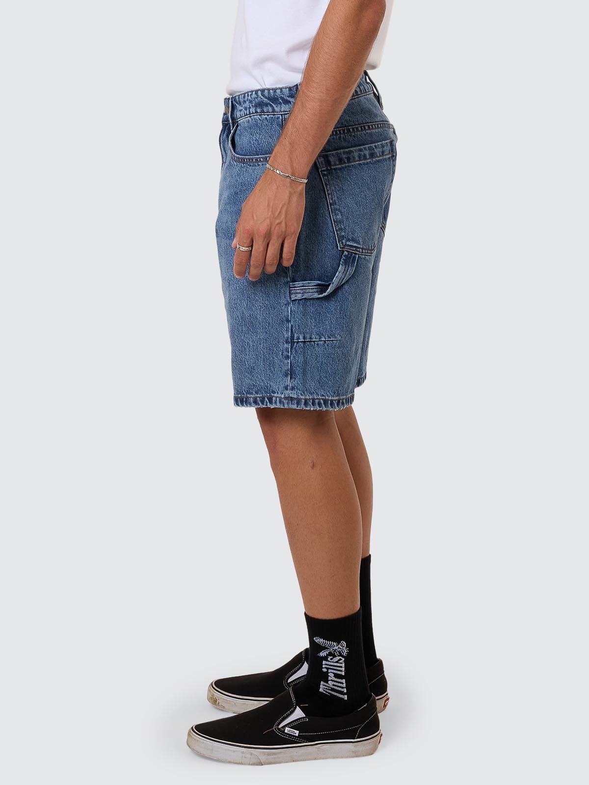 Thrills Slacker Denim Short - Stoned Blues (view 5)