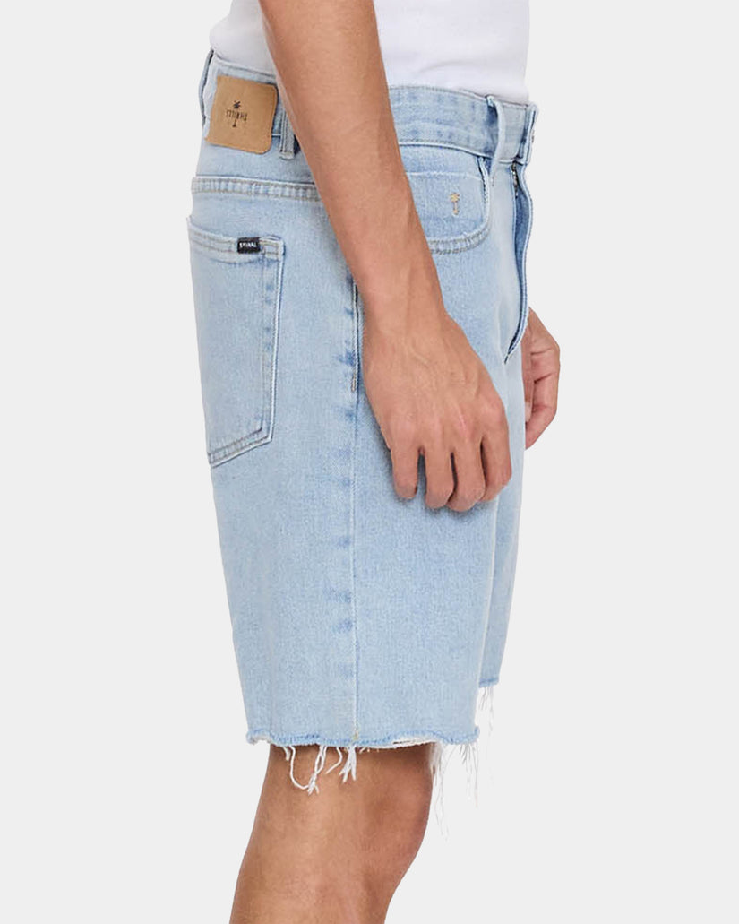 Thrills Bones Raw Slim Denim Short - Serenity Blue (view 2)
