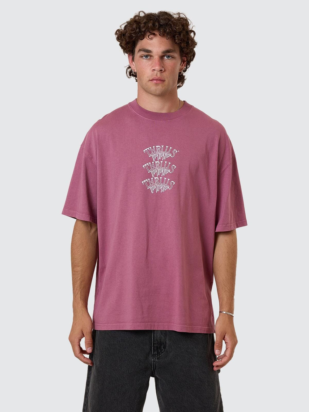 Thrills Reality Dreams Box Fit Oversize Tee - Delta Berry (view 9)