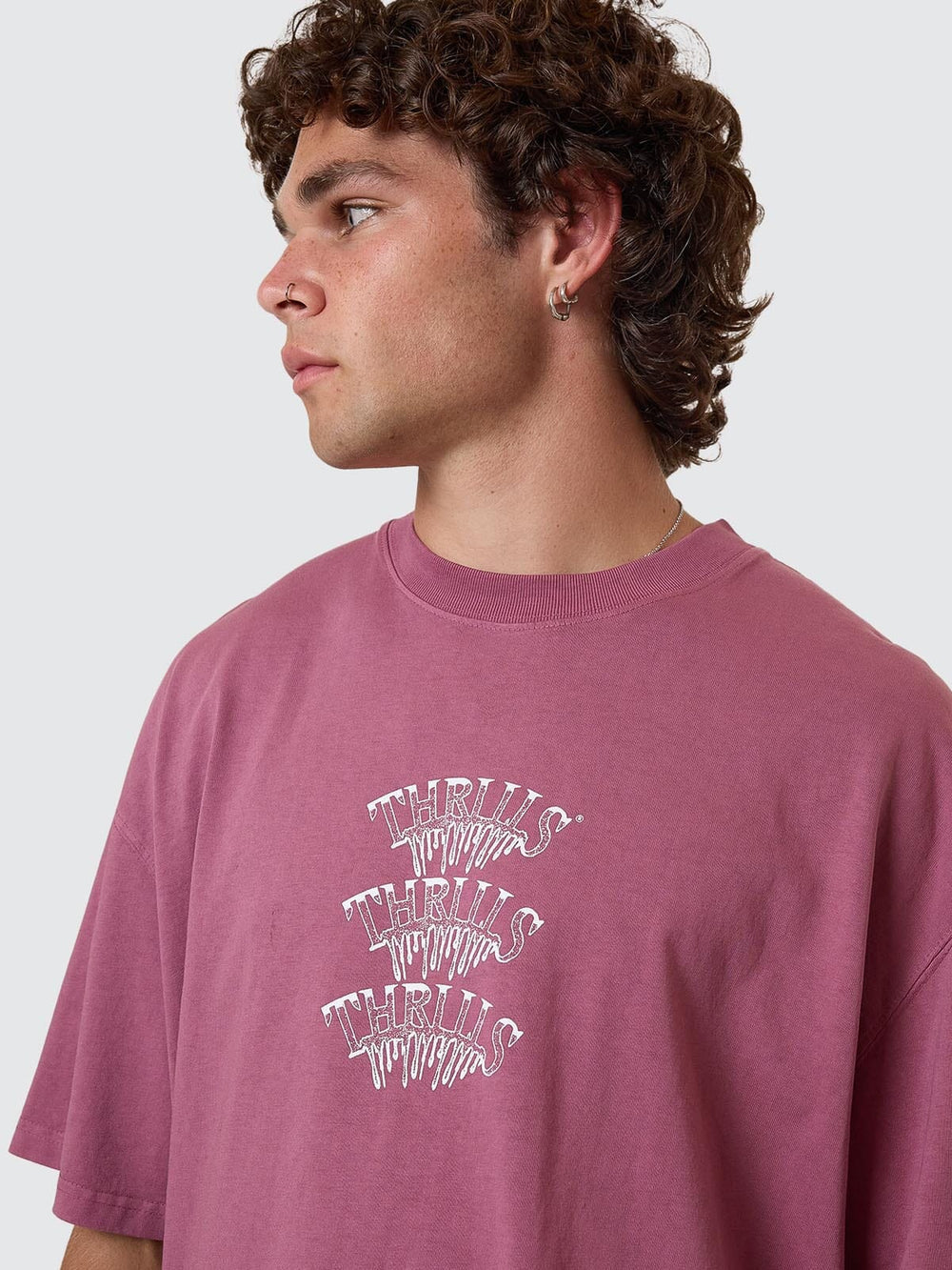 Thrills Reality Dreams Box Fit Oversize Tee - Delta Berry (view 3)