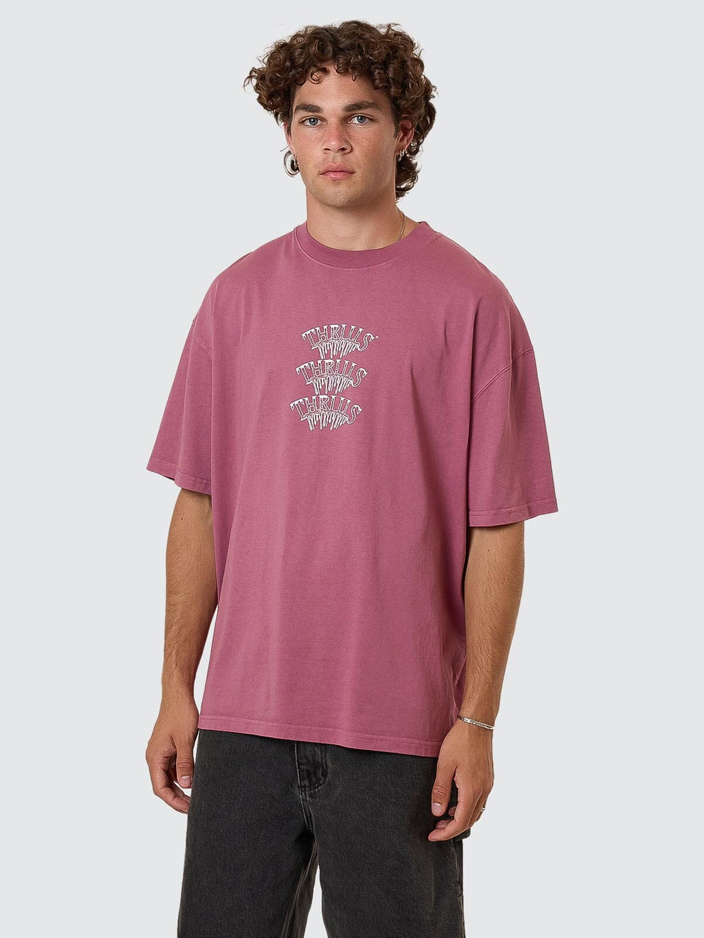 Thrills Reality Dreams Box Fit Oversize Tee - Delta Berry
