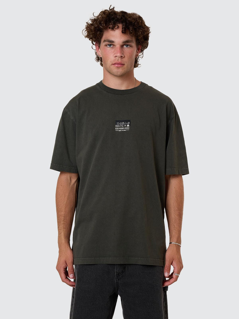 Thrills Built To Win Oversize Fit Tee - Oil Green