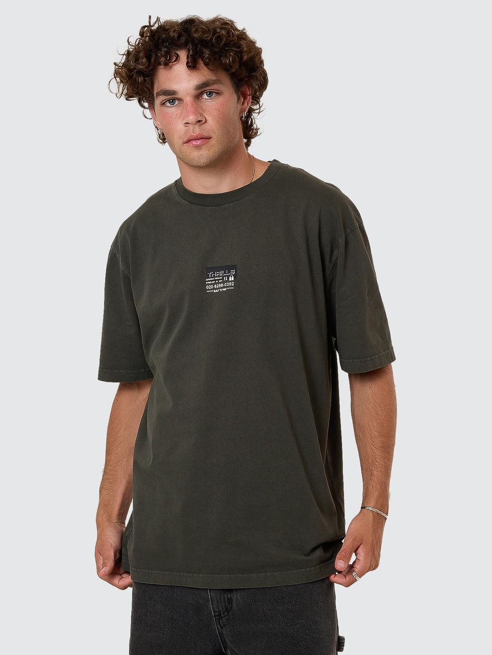 Thrills Built To Win Oversize Fit Tee - Oil Green (view 2)