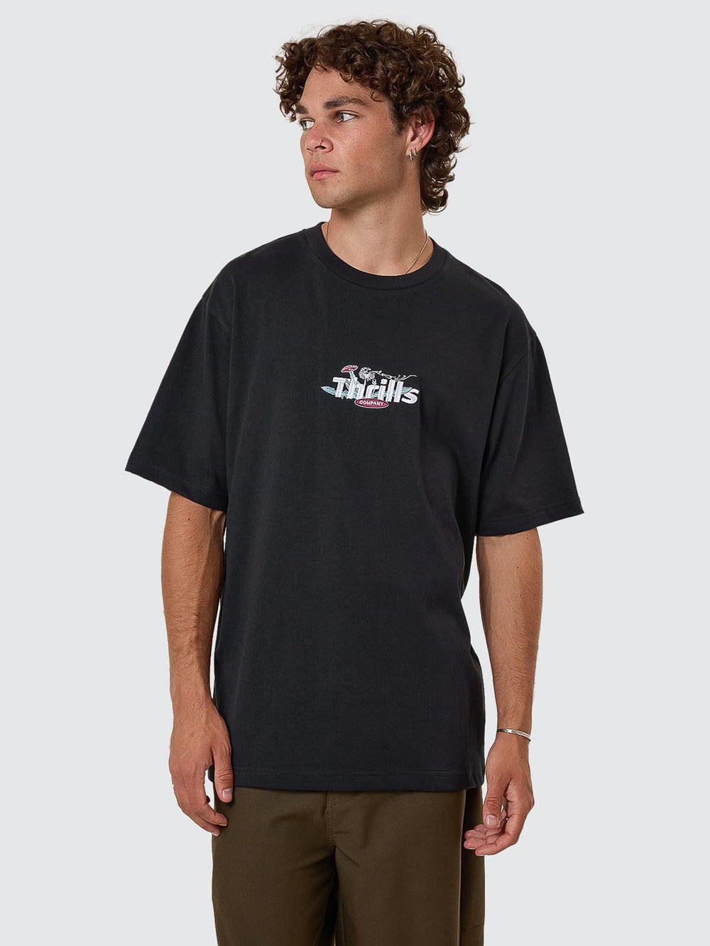 Thrills Make A Wish Oversize Fit Tee - Faded Black