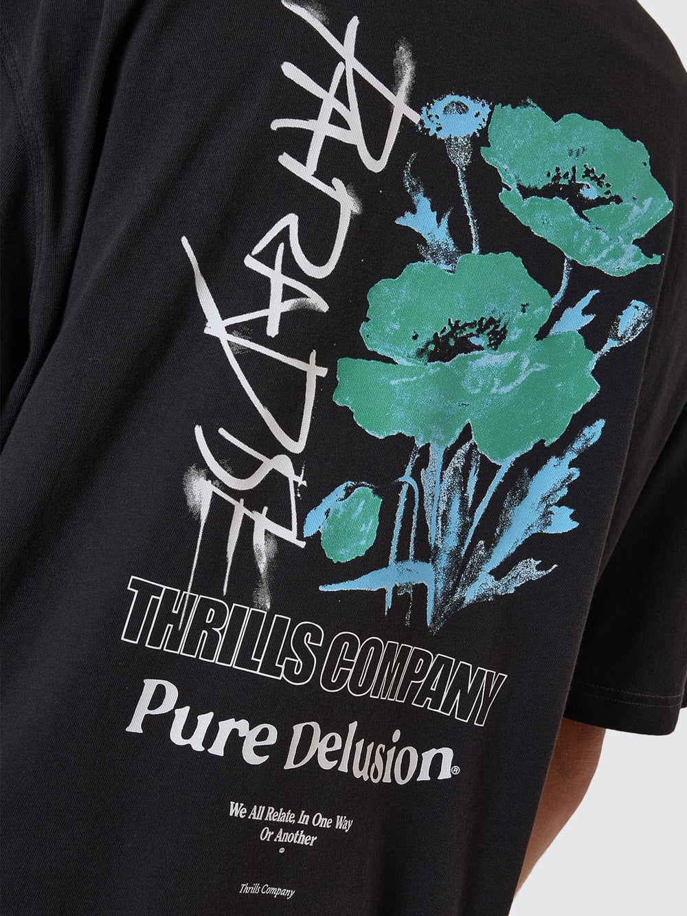 Thrills Pure Delusion Box Fit Oversize Short Tee - Faded Black (view 7)