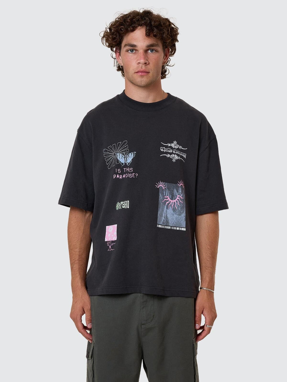 Thrills Transmission Box Fit Oversize Short Tee - Washed Black