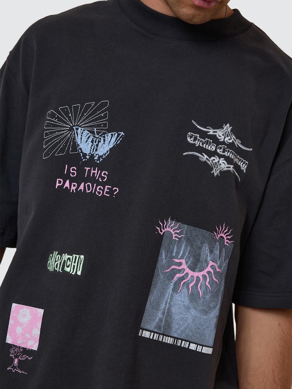 Thrills Transmission Box Fit Oversize Short Tee - Washed Black (view 6)