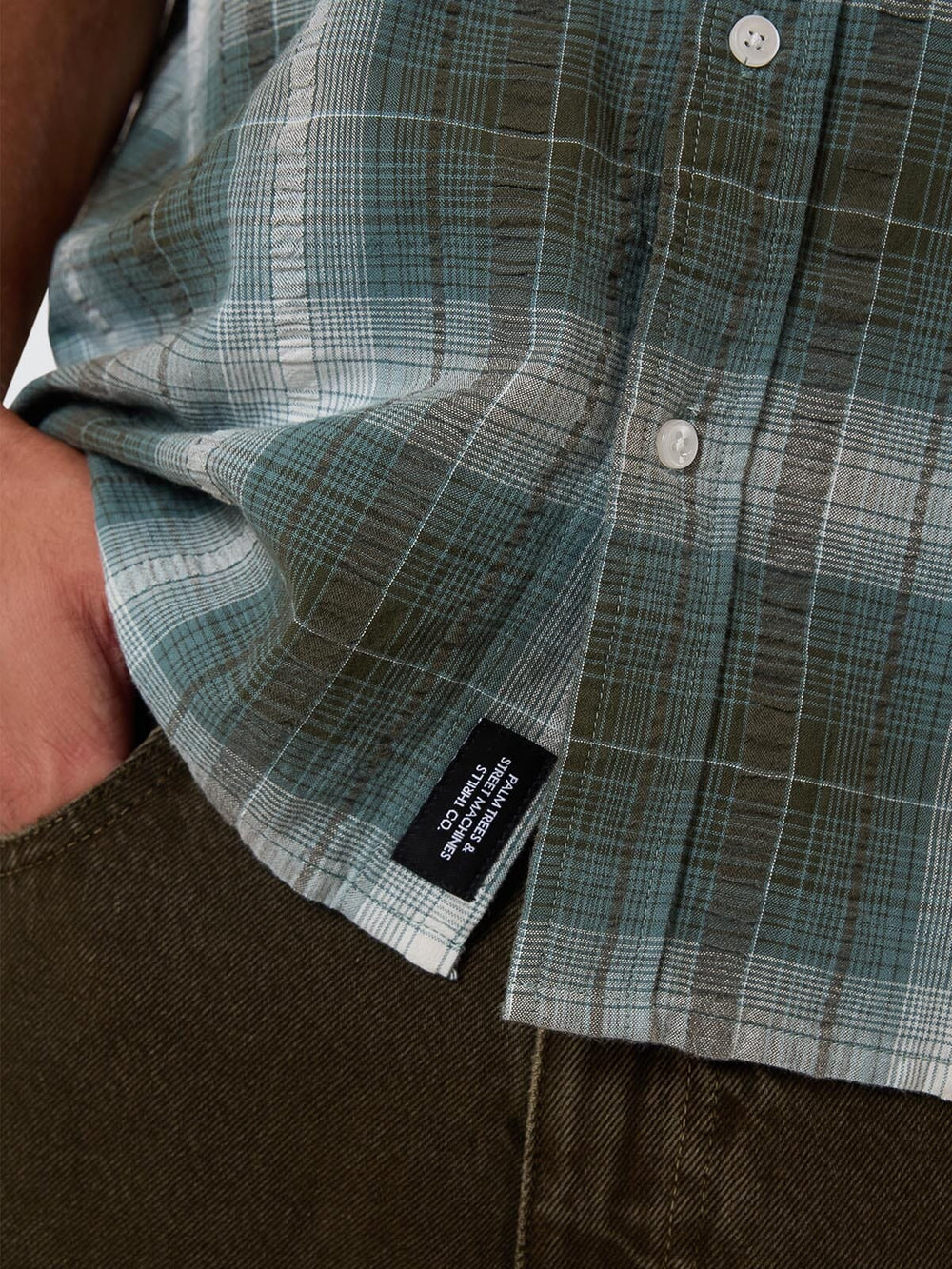 Cheap Thrills Check Short Sleeve Short Shirt - Tarmac