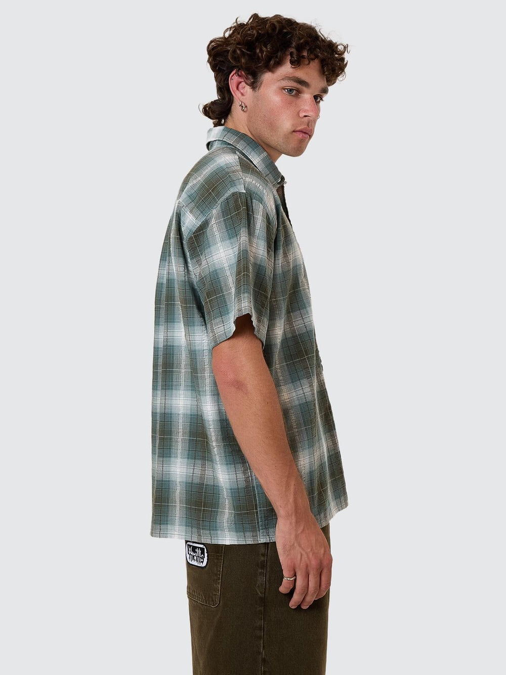 Cheap Thrills Check Short Sleeve Short Shirt - Tarmac