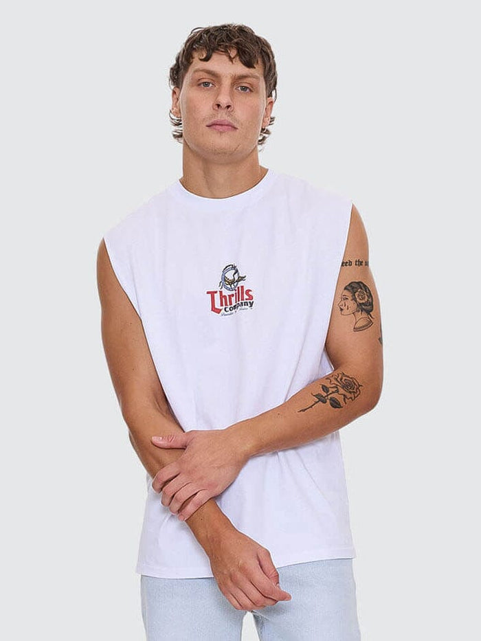 Thrills Banquet Merch Fit Muscle Tee - White