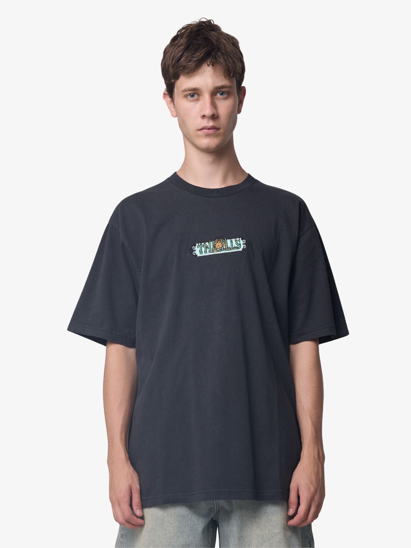 Thrills Eyes In The Grass Oversize Fit Tee - Blue Graphite
