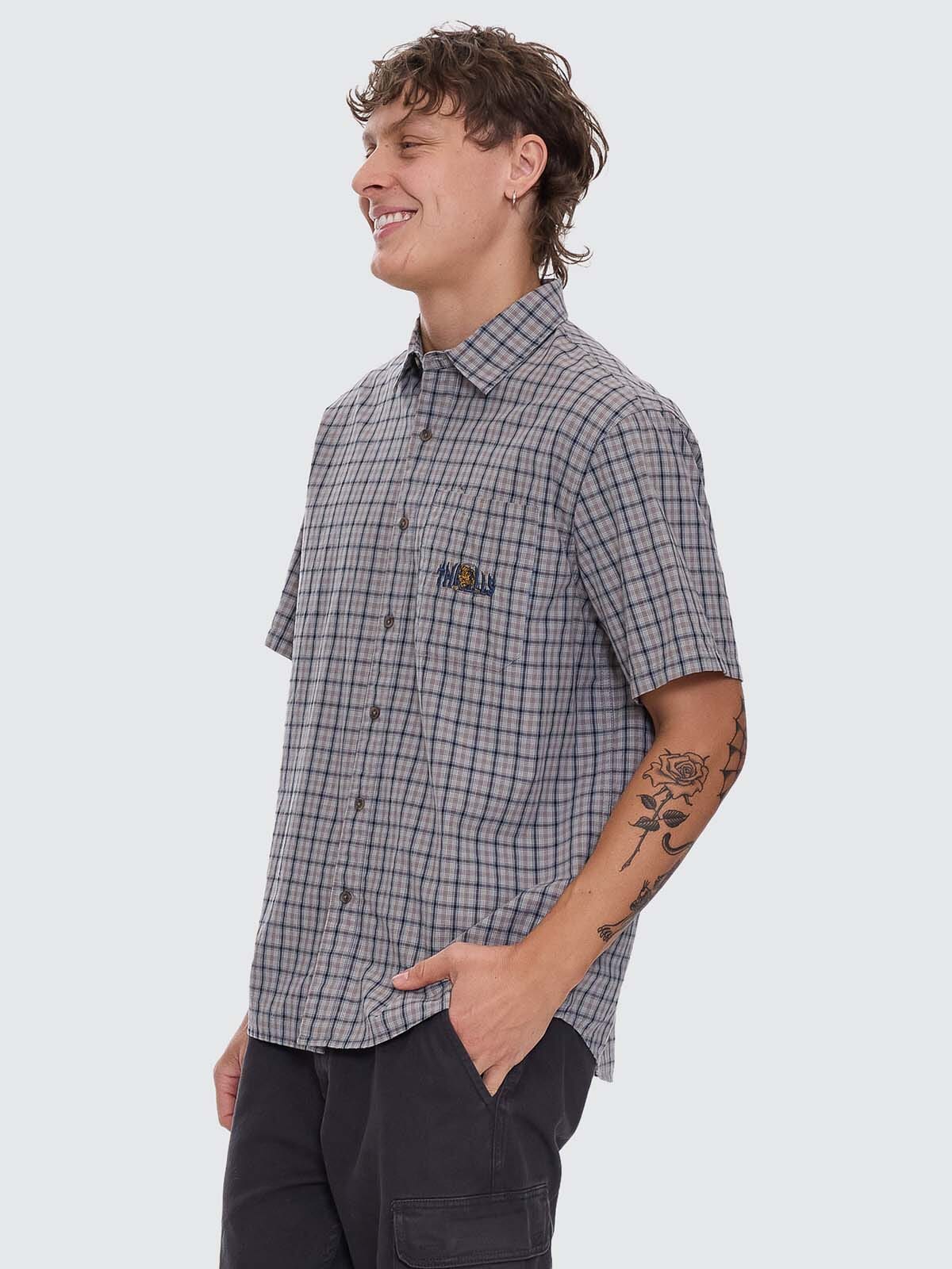 Thrills Eyes In The Grass Short Sleeve Shirt - Light Grey (view 3)