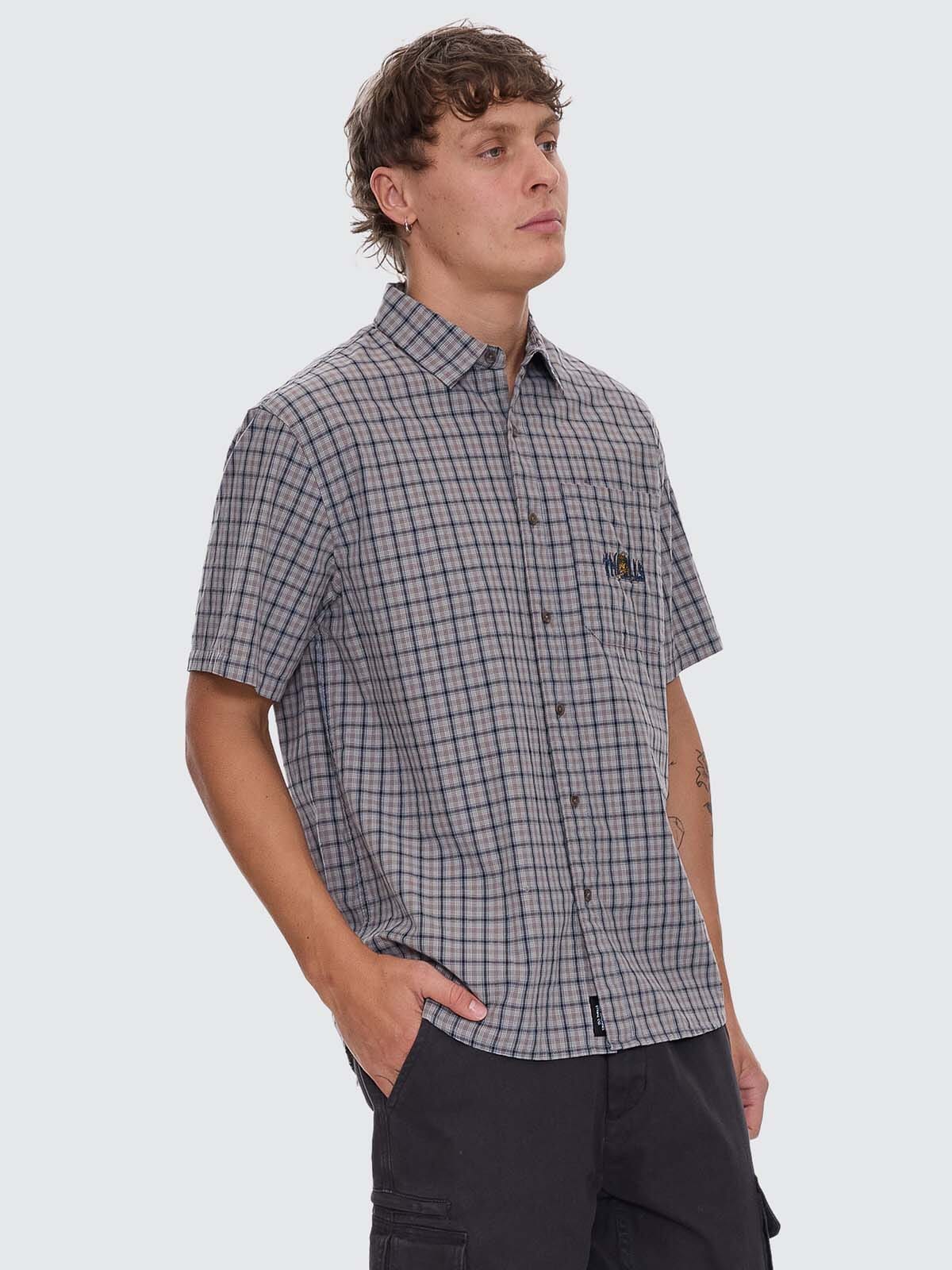 Thrills Eyes In The Grass Short Sleeve Shirt - Light Grey (view 5)
