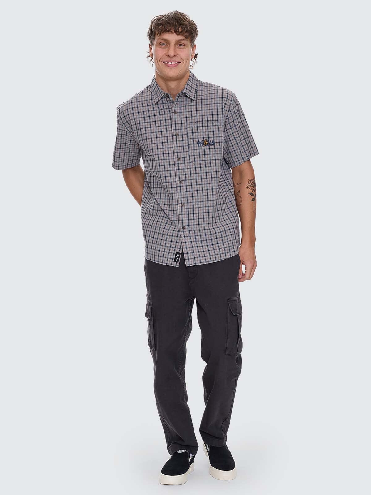Thrills Eyes In The Grass Short Sleeve Shirt - Light Grey (view 6)