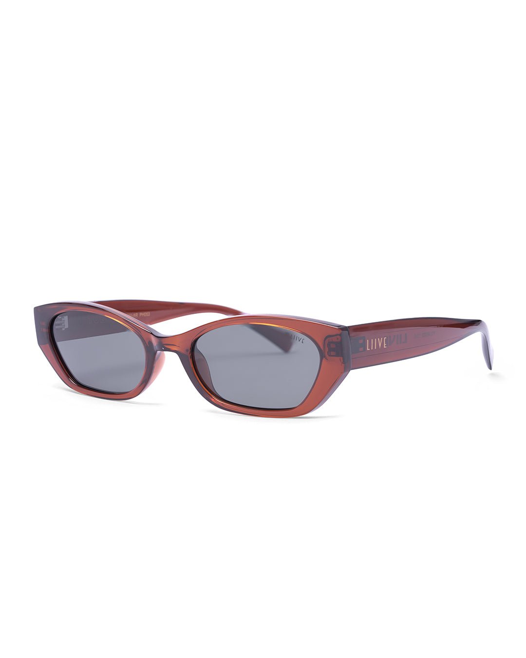 Liive Tobes polarised wrap sunglasses in cola brown