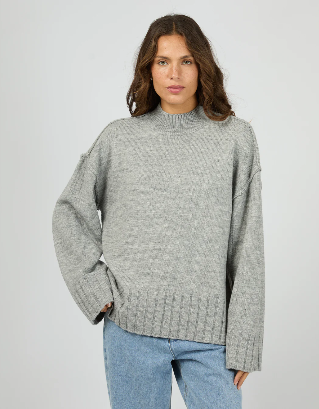 Silent Theory Lotus Knit Jumper - Grey Marle