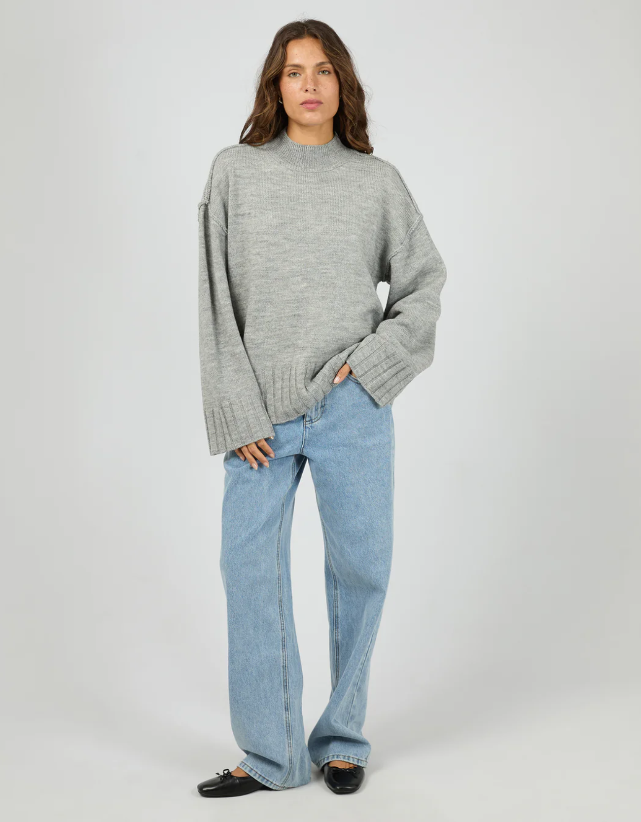 Silent Theory Lotus Knit Jumper - Grey Marle (view 2)