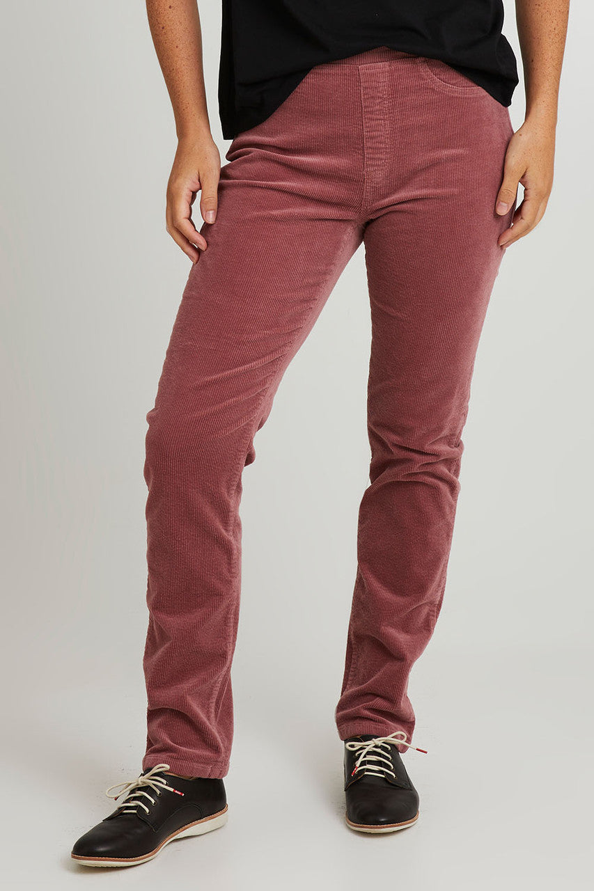 Slim Leg Widewale Cord Pull On - Rose