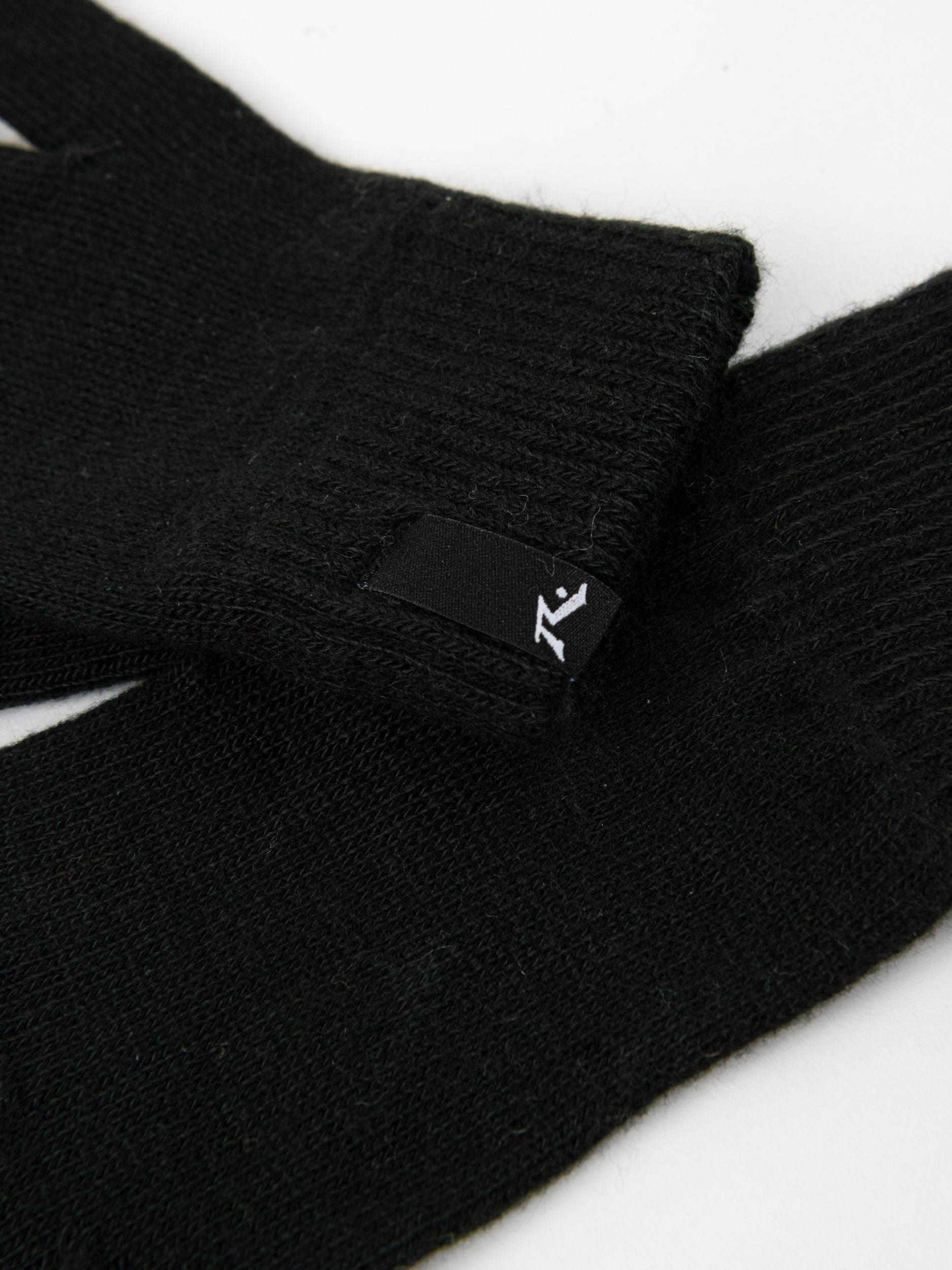 Rusty Hold Up Gloves Black, knit fabric detail